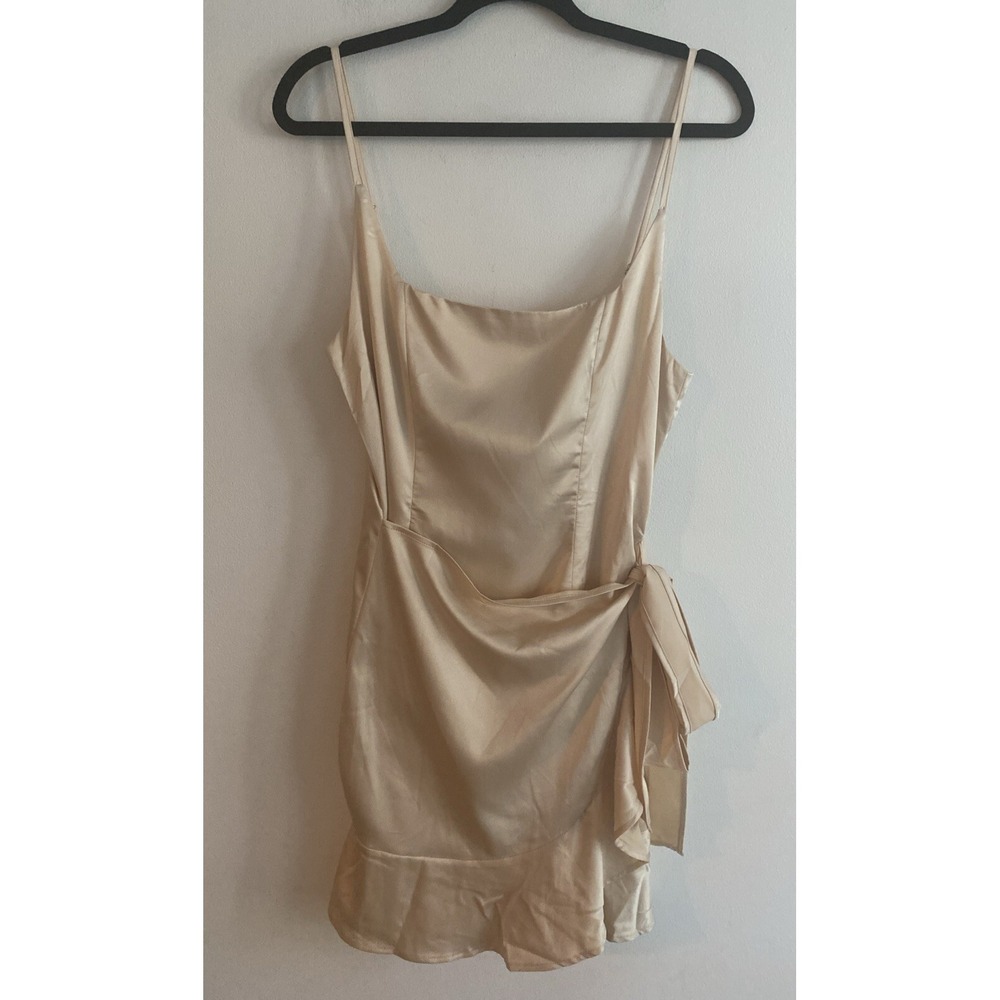 NWT Princess Polly Cottage Hill Mini Wrap Slip Dress Champagne Size 6